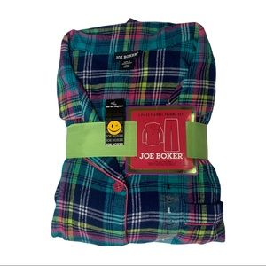 NWT Joe Boxer Bright Flannel button Up Pajama Set, Size L!